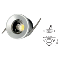 1Watt 90 Lümen Beyaz/günışığı Yuvarlak Led Spot 